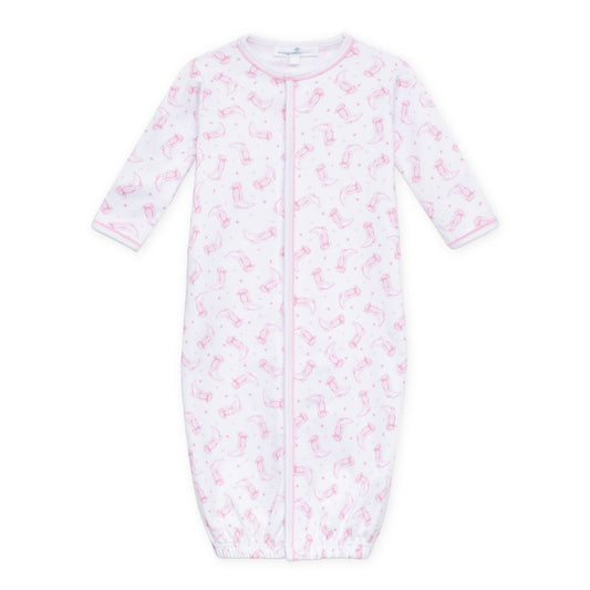 Darling cowboy boots pink ruffle conv. gown