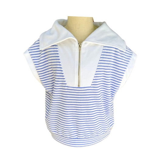 Callie top - blue/white french terry