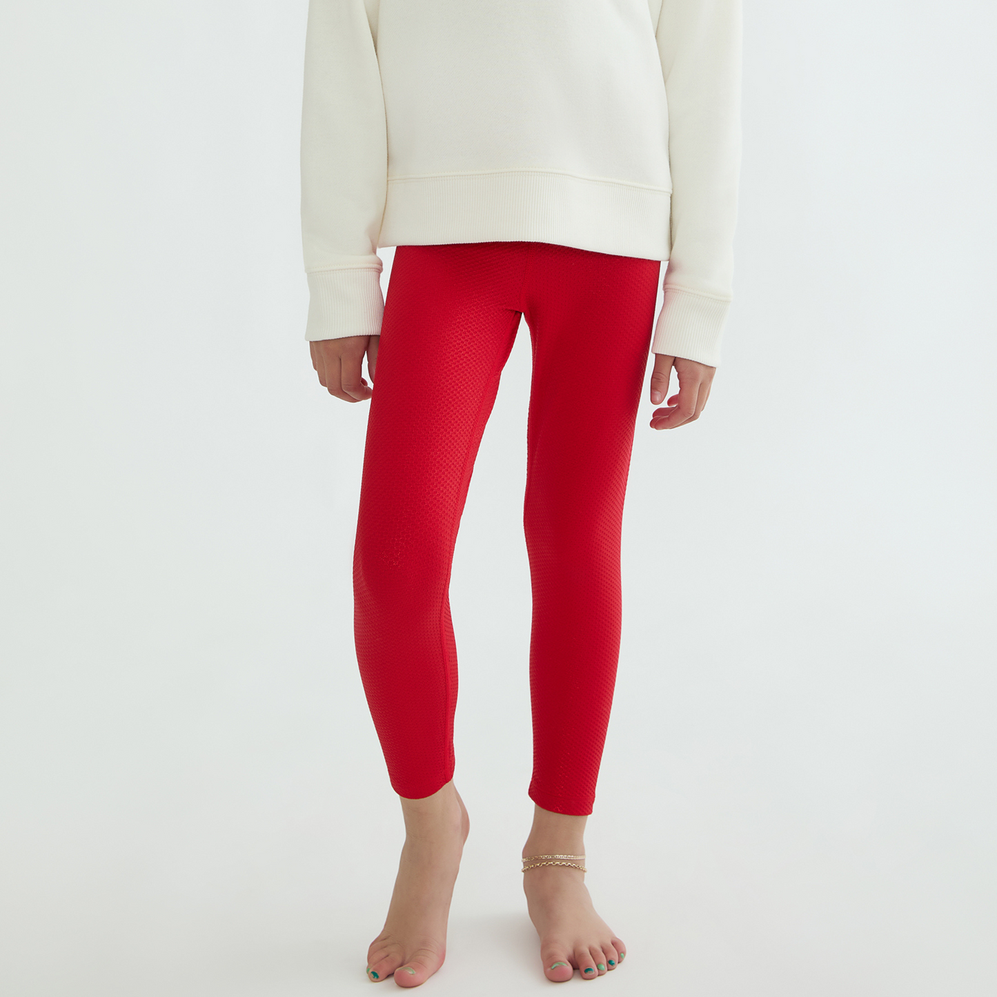 Little peppa leggings - red shine waffle