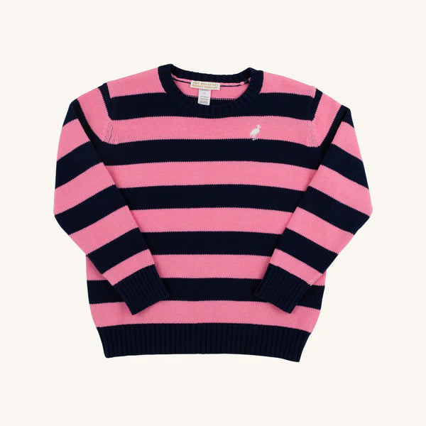 Isabelle's sweater - nantucky navy/hhpink stripe