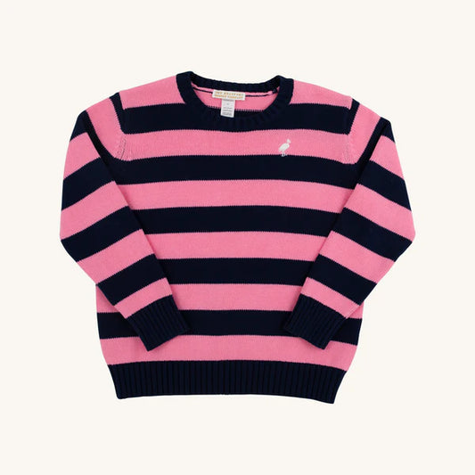 Isabelle's sweater - nantucky navy/hhpink stripe