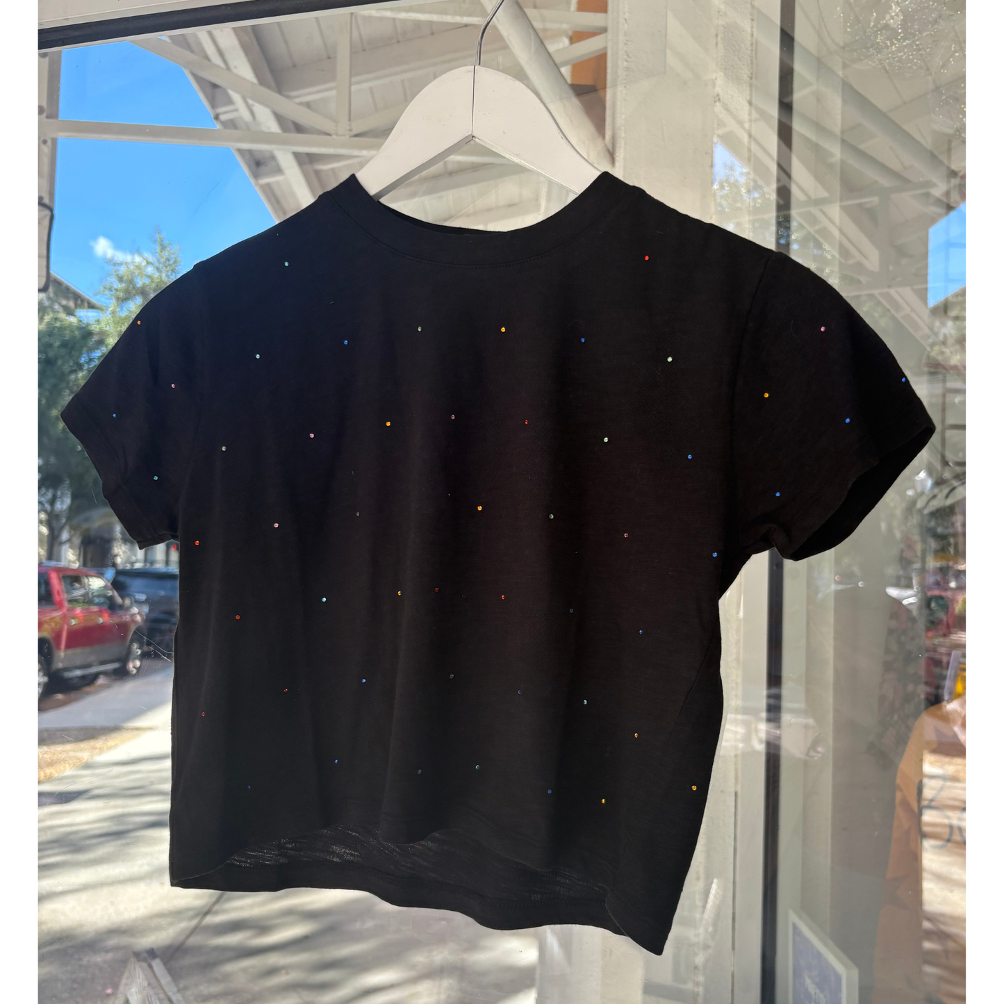 Fearless top - black w. rhinestones