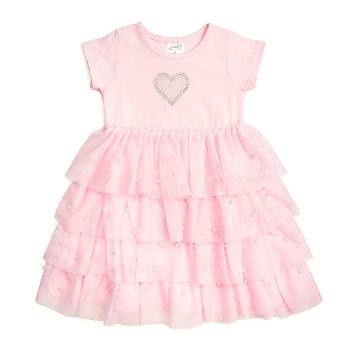 Pearl heart tiered s/s tutu dress