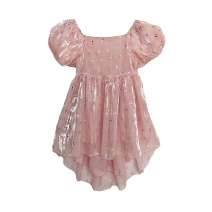 Shimmer cherry party hi low dress