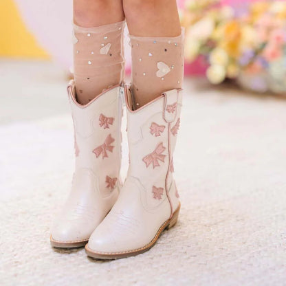 Pink bow boots