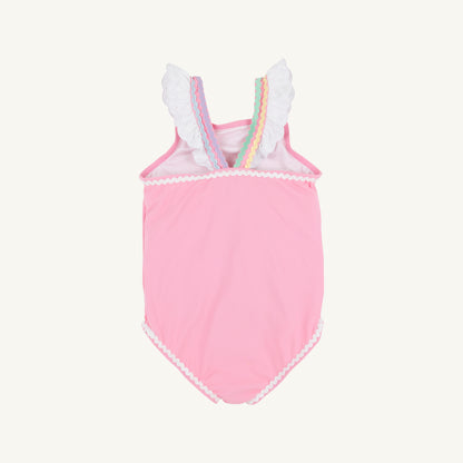 Long bay bathing suit - hamptons hot pink/wawhite
