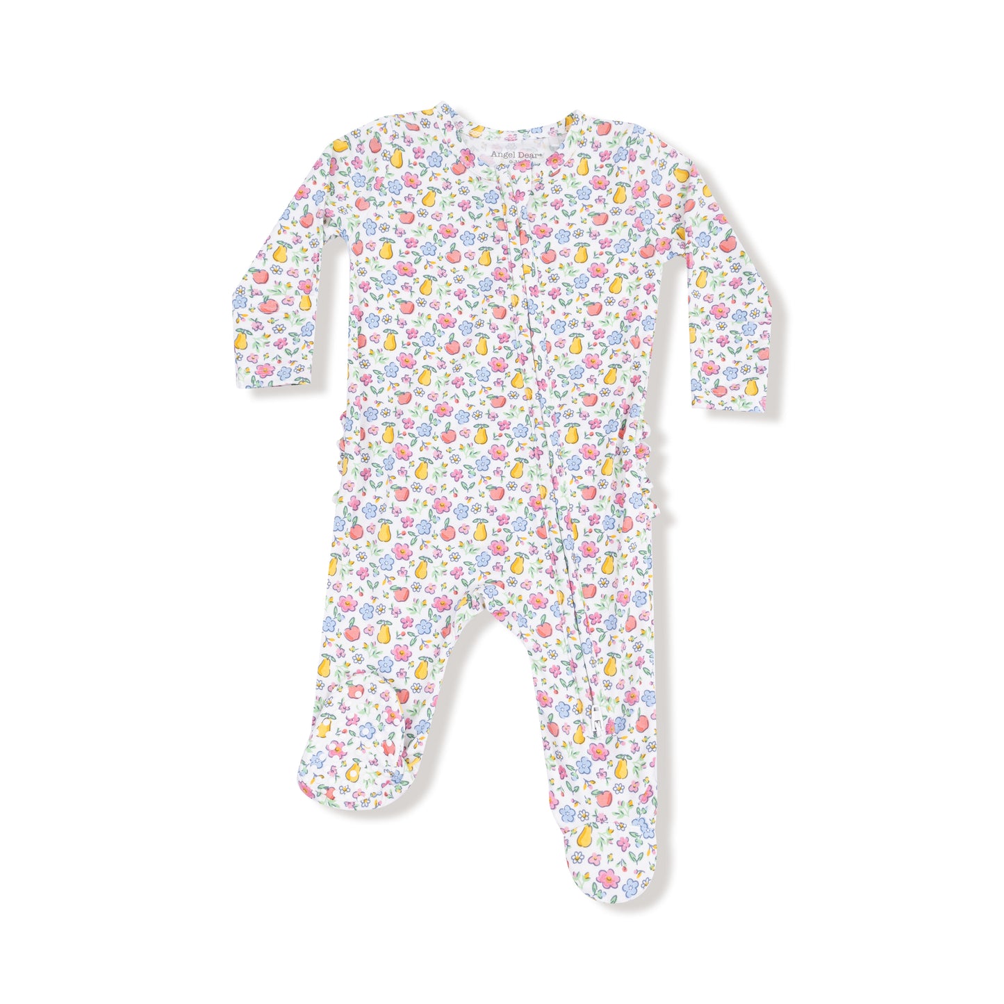 Fall fruit floral 2 way zipper ruffle footie