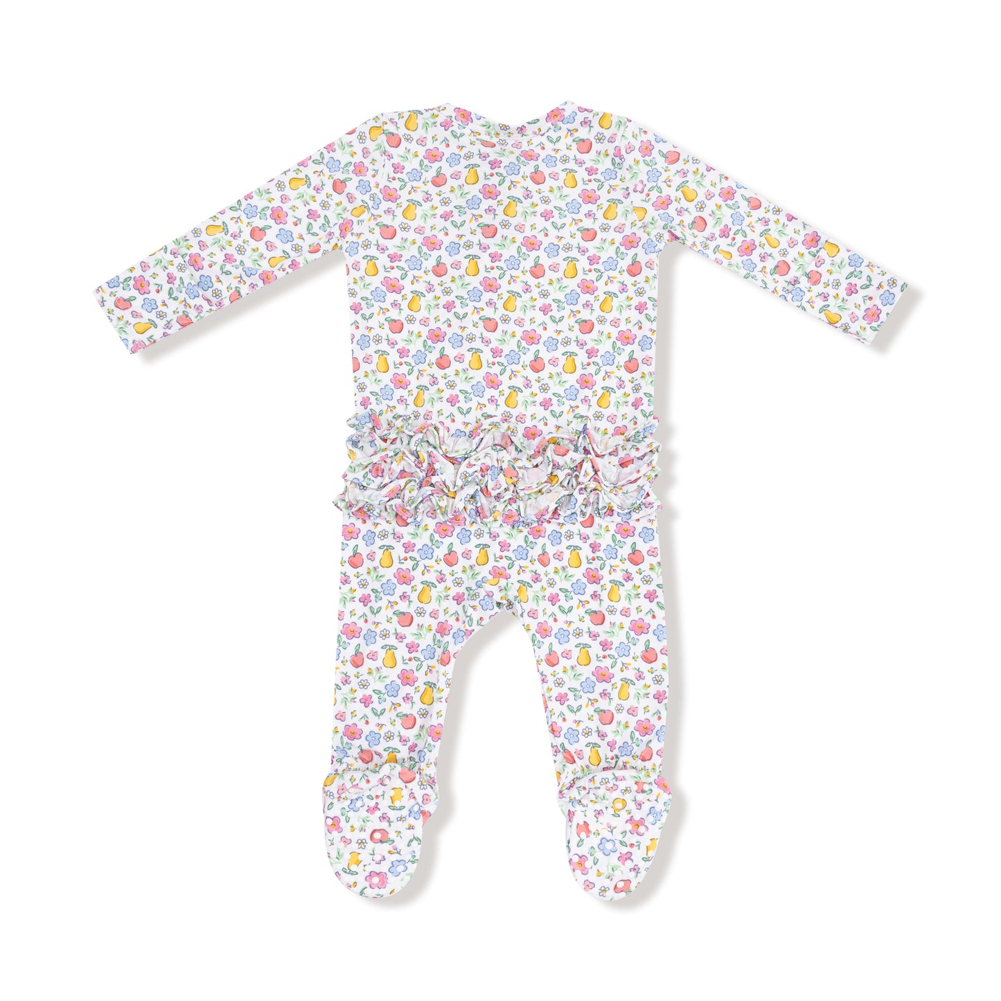 Fall fruit floral 2 way zipper ruffle footie