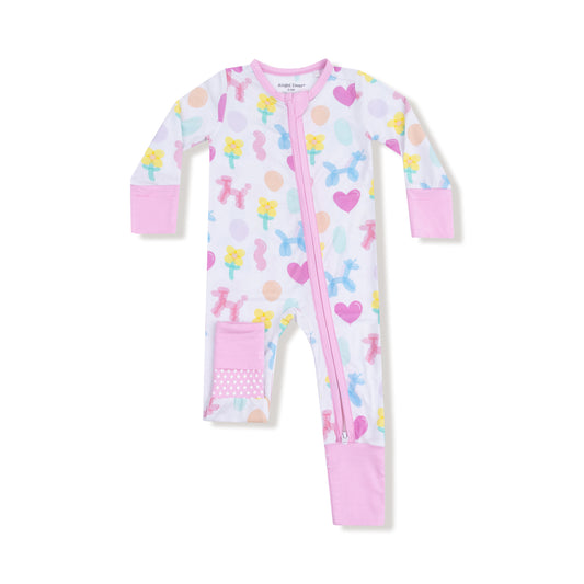 Balloon animals 2 way zipper romper - pink