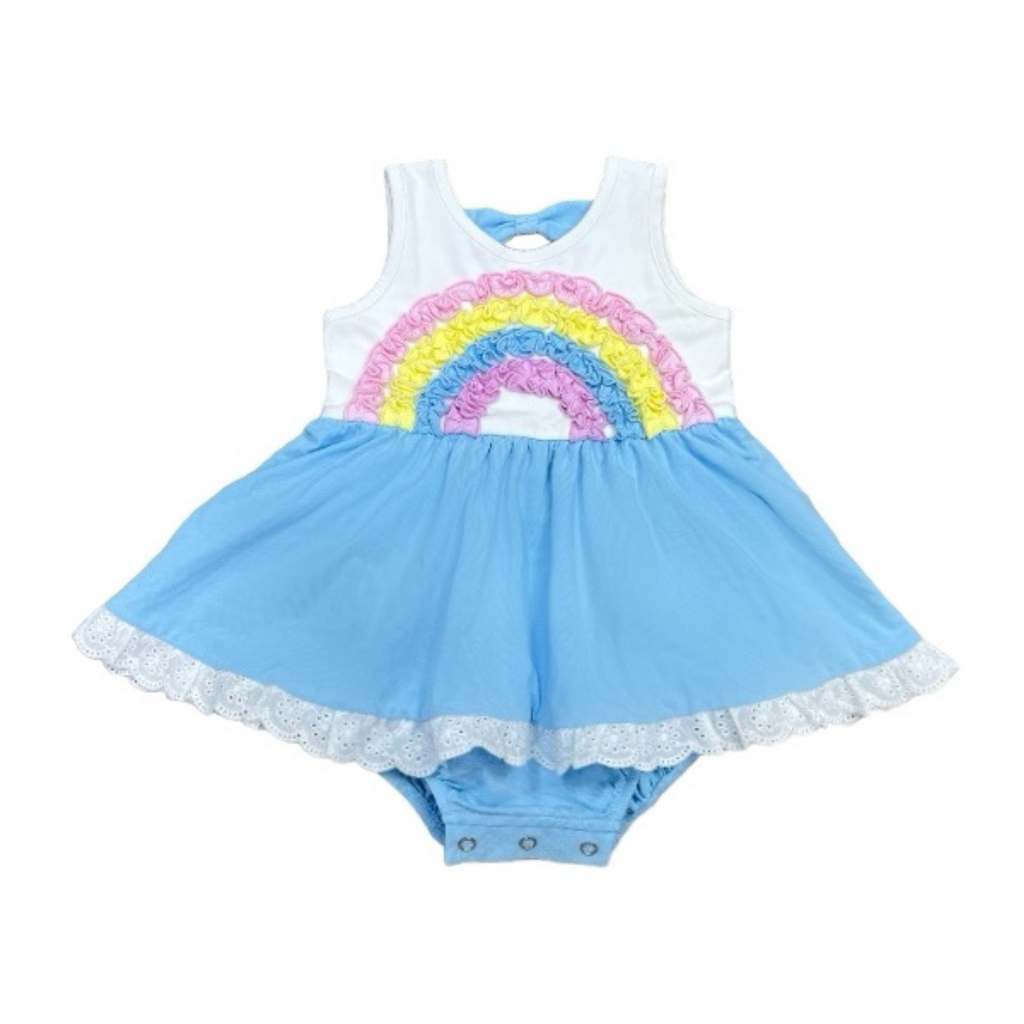 Rainbow bright eyelet bubble dress