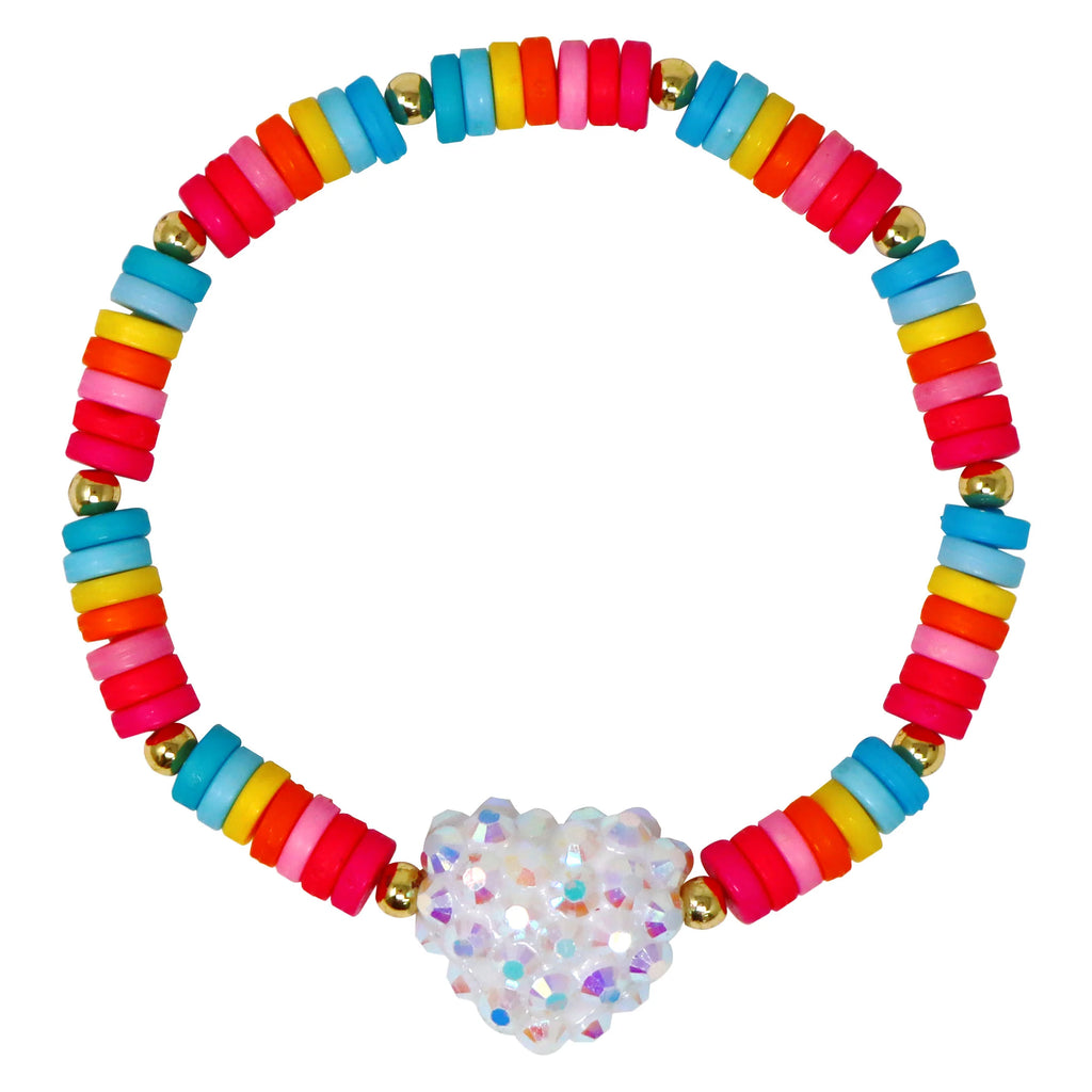 Rainbow jewelled heart bracelet