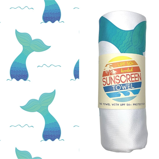 Mermaid tail sunscreen towel