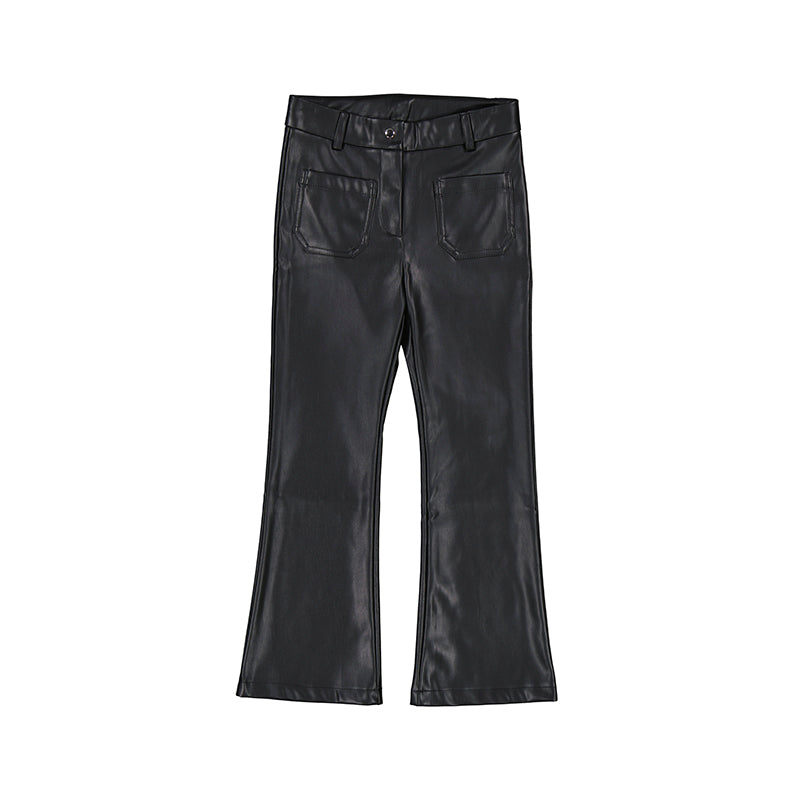 Leatherette long pants - black