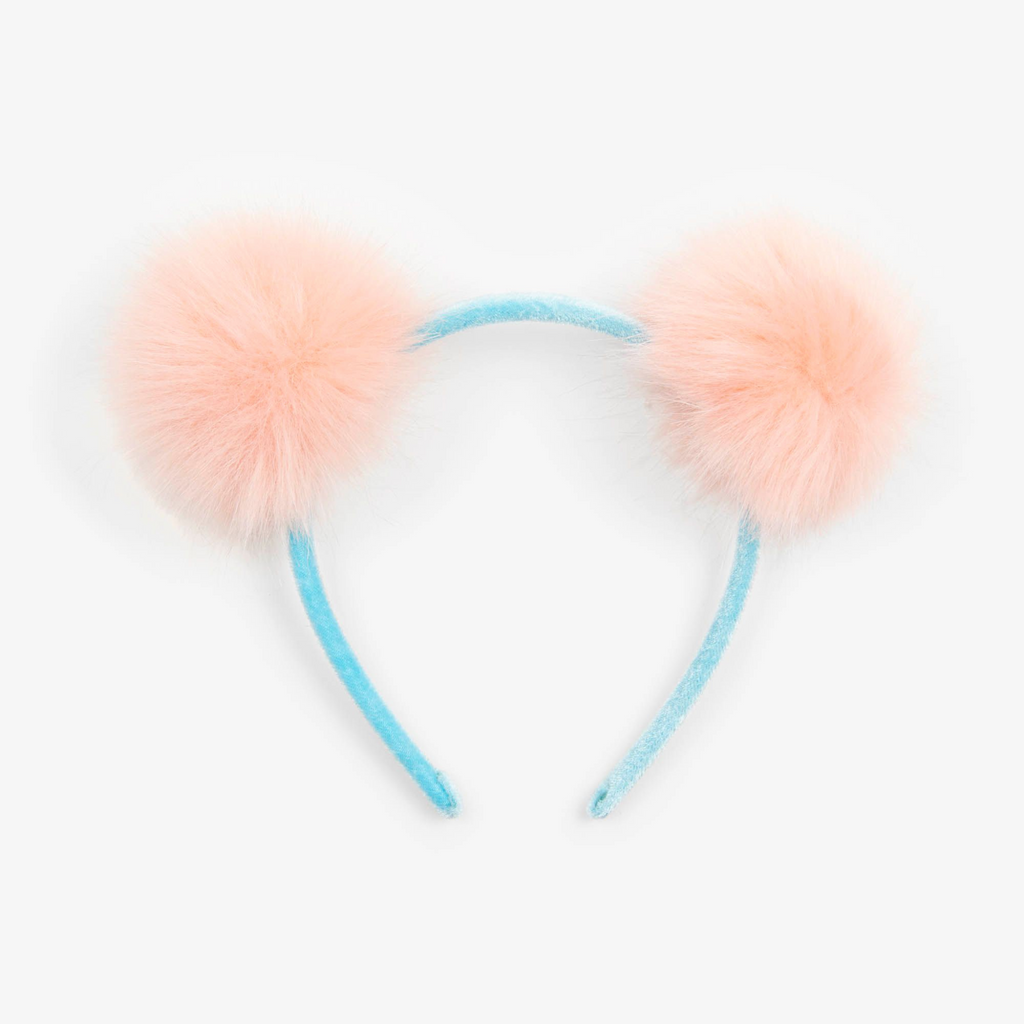 Fluffy pink pom poms headband
