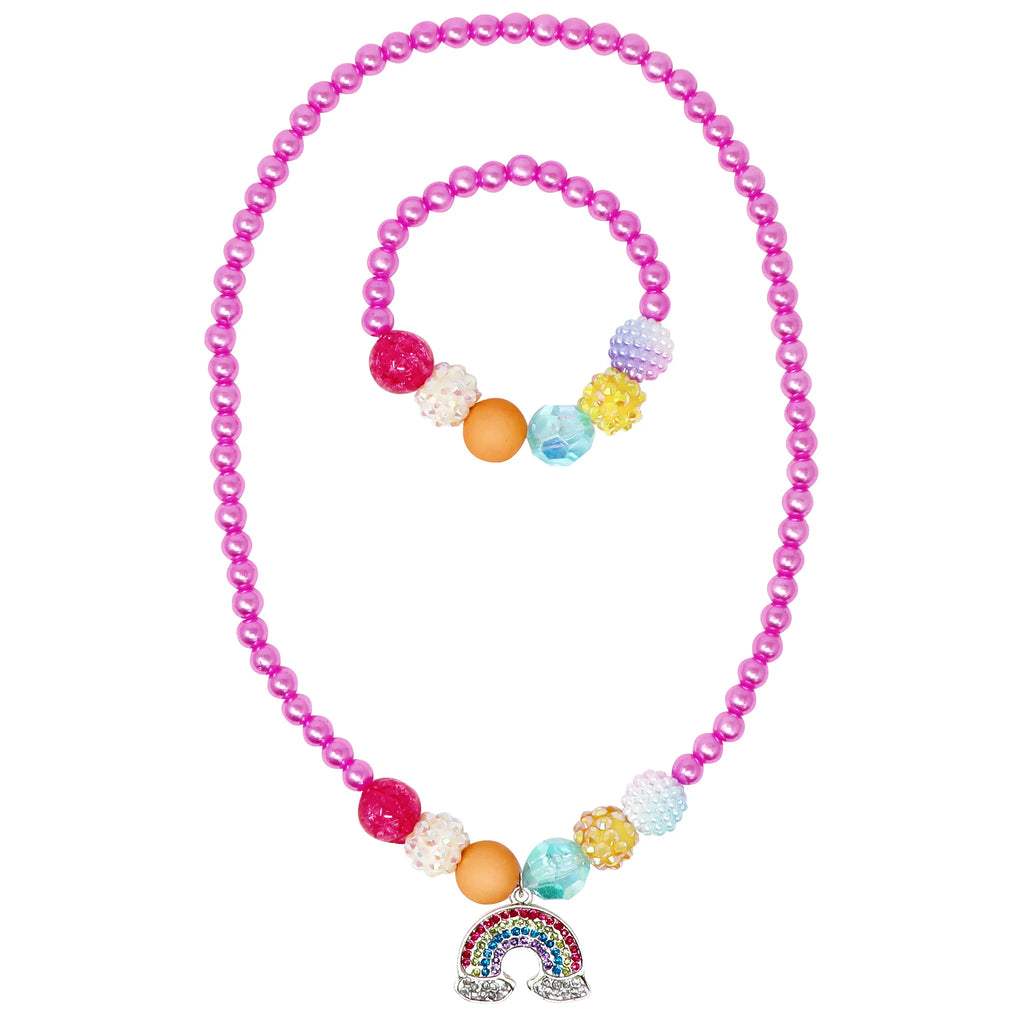 Rainbow necklace & bracelet set