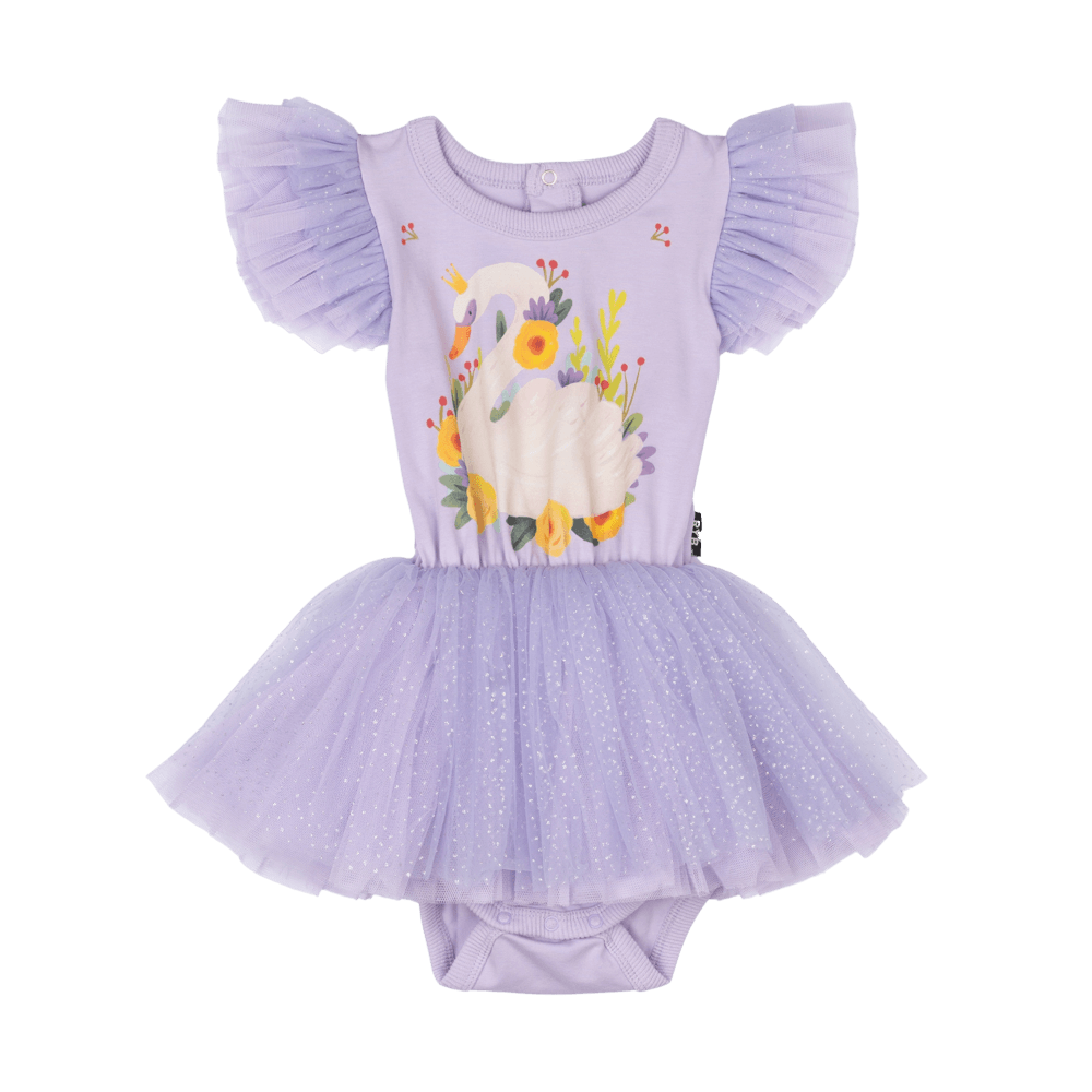 Princess swan baby circus dress onesie - lilac