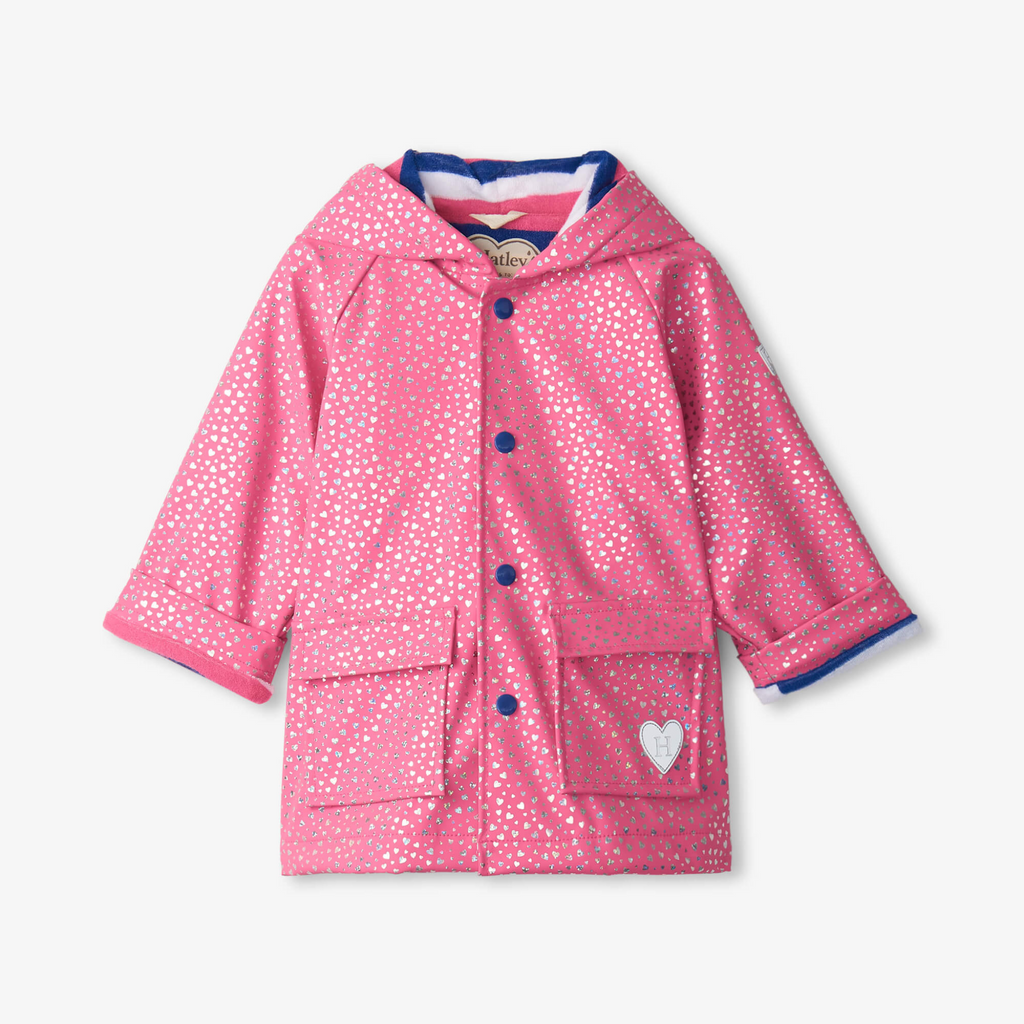 Glitter hearts raincoat
