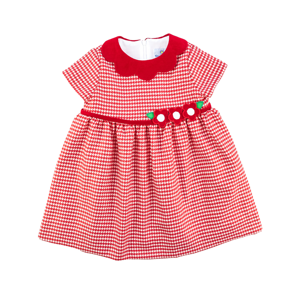 Red houndstooth tod. dress w. flowers