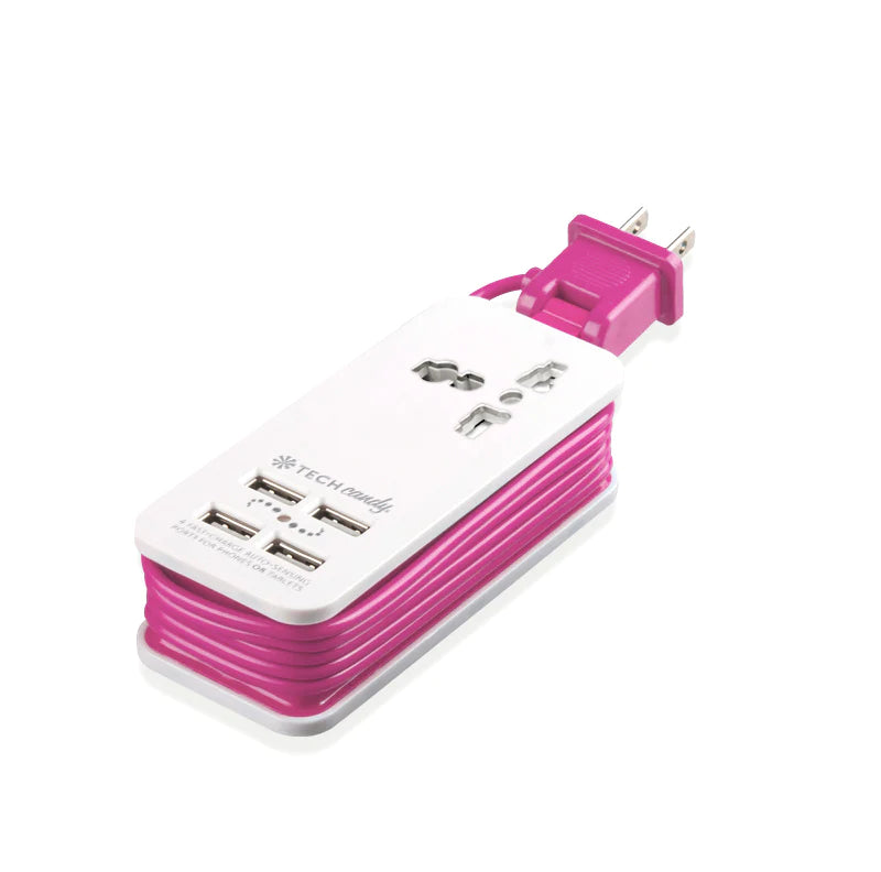 Tech Candy Power Trip Outlet Station - White/Pink
