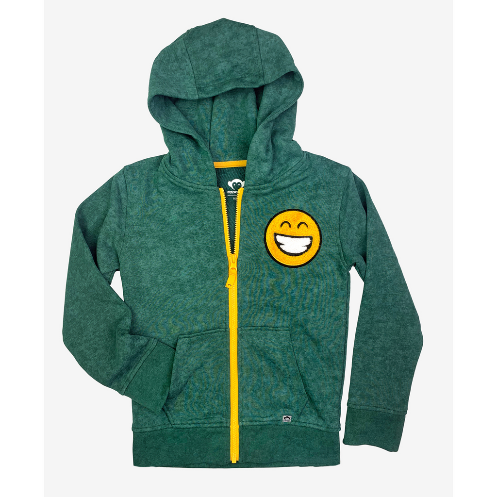 Strivers zip hoodie - green w. smiley