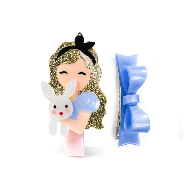 Cute doll Alice w. bunny & bow clip