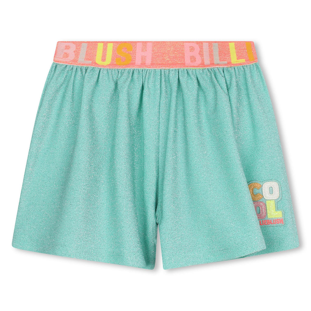 Shiny fabric shorts w. logo - beach glass
