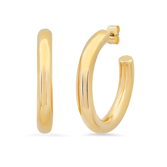 Gold brass hoop earrings 35mm