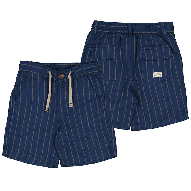 Striped linen shorts - indigo