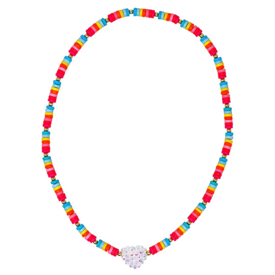 Rainbow jewelled heart necklace