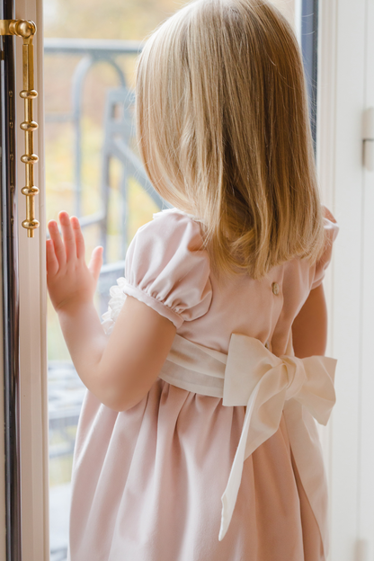 Powder pink velvet dress