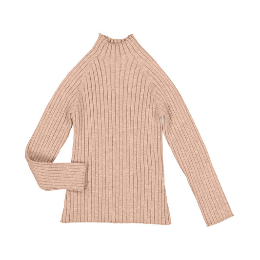 Ribbed mockneck sweater - nude