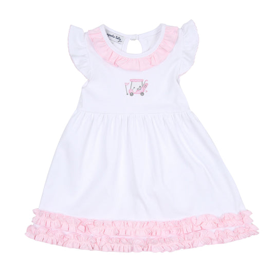 Putting around emb flutters dress set - pink